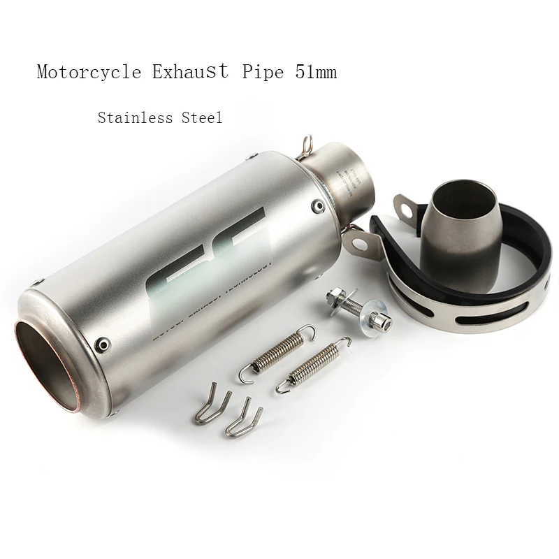 Motorcycle Exhaust Tail Pipe Universal 51mm Stainless Steel Motorbike