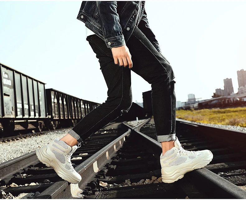 Men's Trainers Chunky Sneakers Dad Shoes High Platform Black Shoes Mens Sneakers Mesh Footwear Men Platform Sneakers High Top basketball shoes (15)