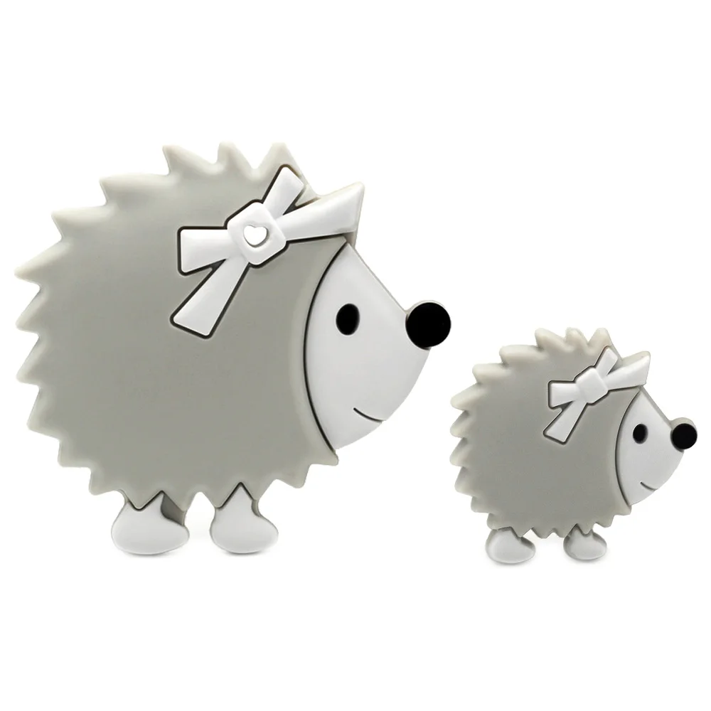 2pcs/set Silicone Beads Hedgehog Cartoon Animal Baby DIY Teething Care Accessories Beads BPA Free Baby Teether Toys