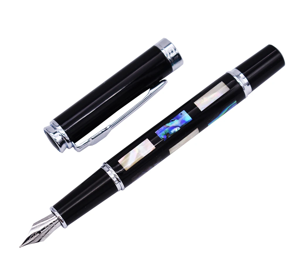 Jinhao 8802 Морская раковина и перьевая ручка из красного дерева с настоящим кожаный пенал мешок промытый воловьей пенал для ручек пишущий подарочный набор