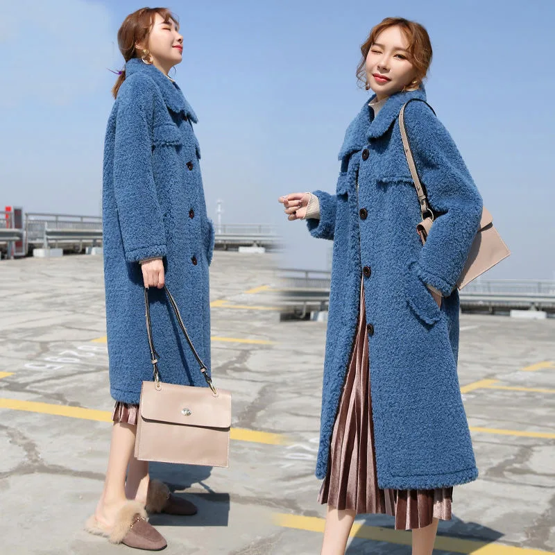Lamb fur Jacket female thick autumn and winter new plush velvet coat long section coat