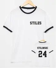 Camiseta stilinski lobo adolescente 24 ringer, camisas de algodão top para mulheres e homens, camiseta gráfica
