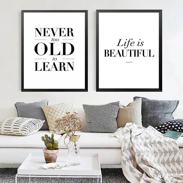 Nordic minimalist black white life quotes art canvas prints posters wall for living room decor modern Nordic minimalist black white life quotes art canvas prints posters wall for living room decor modern