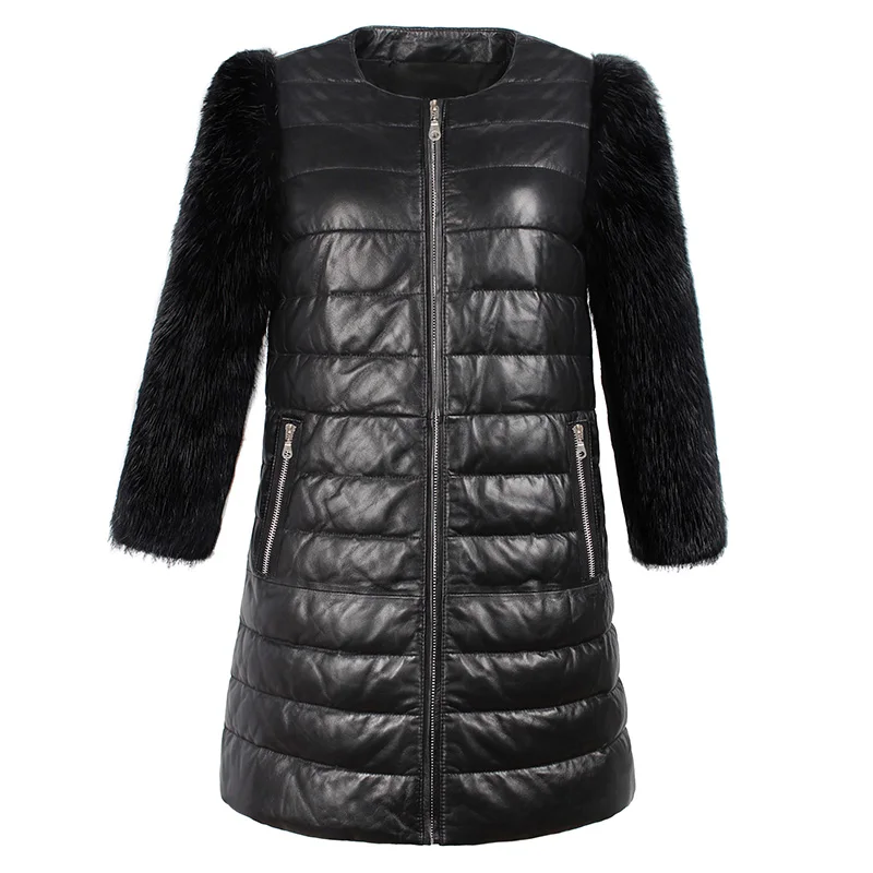 Осенне-зимняя куртка, пальто для женщин из искусственного меха PU, длинные топы размера плюс 3XL, повседневные пуховики с боковыми карманами, верхняя одежда для женщин