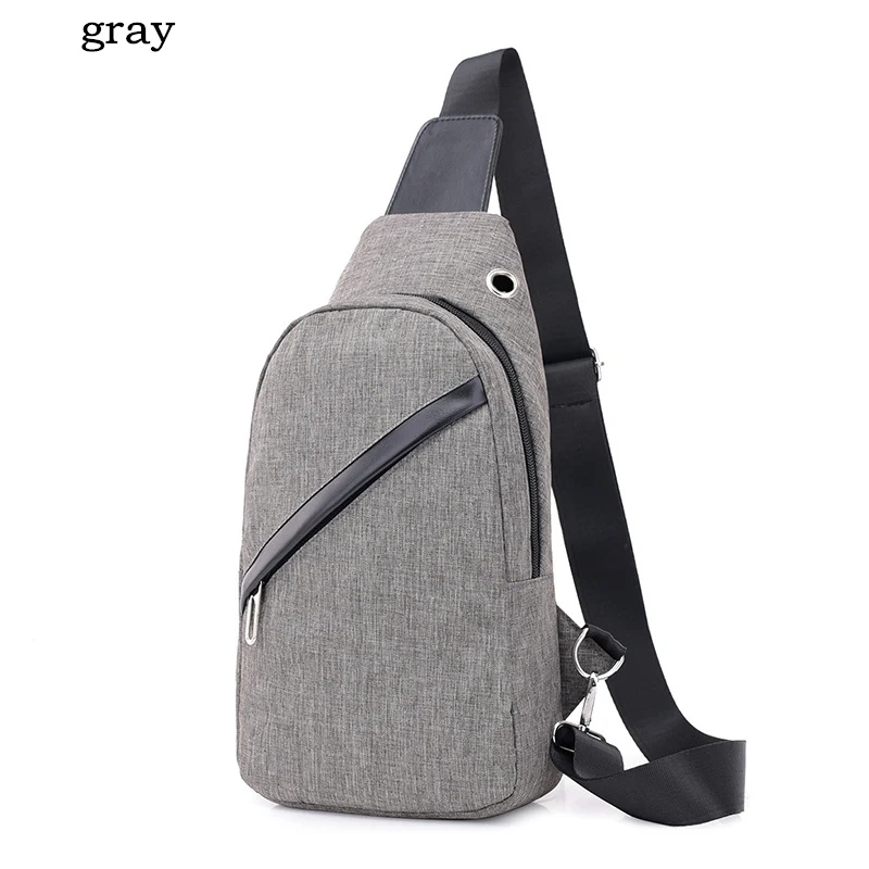 Новая мужская сумка через плечо usb зарядка сумки через плечо мужские нагрудные сумки с отверстием для наушников Противоугонная Сумка-тоут для путешествий для подростков - Цвет: gray