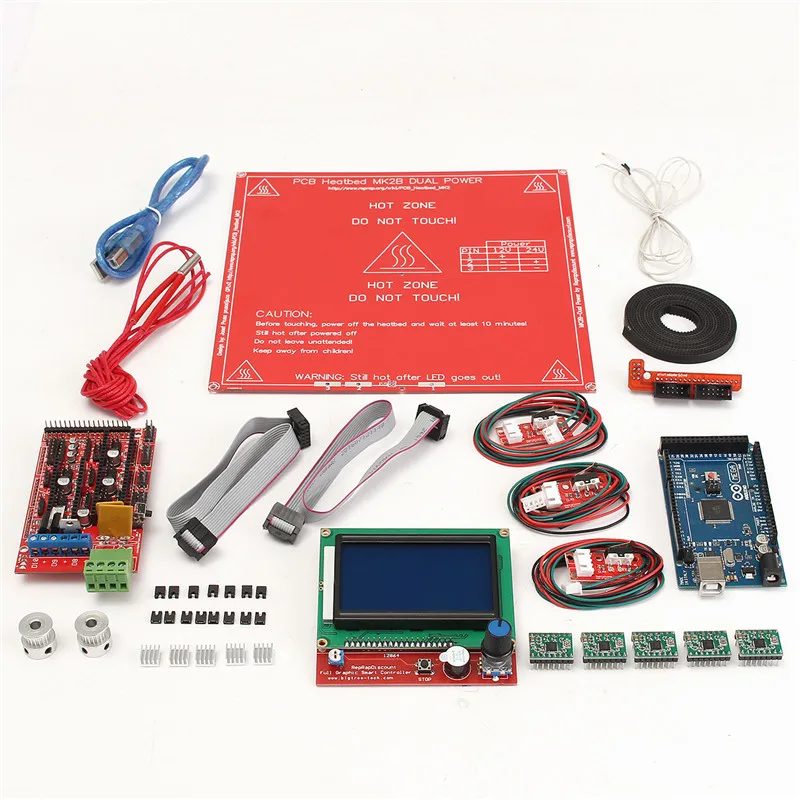 

3D Printer Kit Ramps 1.4 board +12864 LCD Screen + MK2B Heatbed +A4988 motor driver +Controller For Reprap