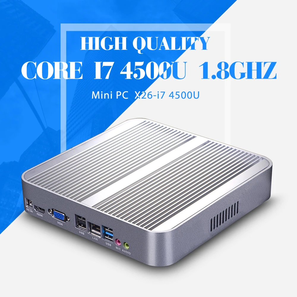 Computador, Mini PC With Power Adapter,I7 4500U,Barebone,Fanless Motherboard Can External Hard Drive,Window 8.1 Game Computer