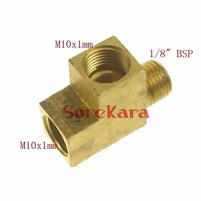 M10x1mm female x 1/8 &quotBSPP male Thread 3 Way Tee латунный фитинг адаптер для трубки Lube | Обустройство