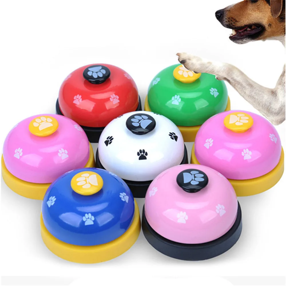 

Pet Toy Training Called Dinner Small Bell Footprint Ring Dog Toys For Teddy Puppy Pets Call Bells Dogs Ball-Shape Meal Feeding