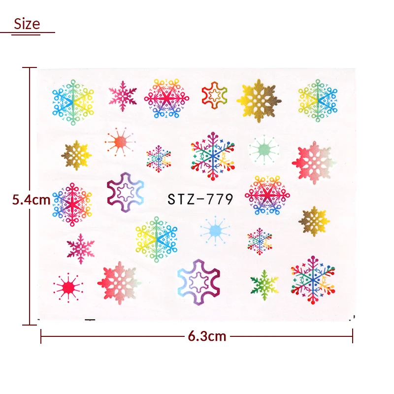 30 шт., Рождественская наклейка для ногтей, набор, смешанные снежинки, Санта Клаус, олень, узор, дизайн ногтей, Водная передача, слайдер, фольга, наклейка, CHSTZ77-808