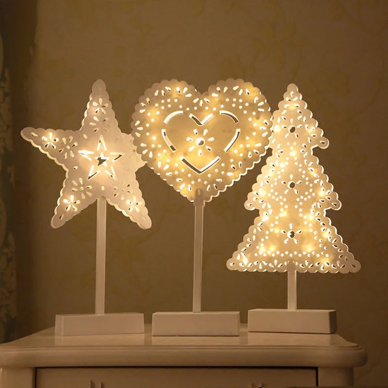 GERUITE Battery Drive LED Night Light Stars Christmas Tree