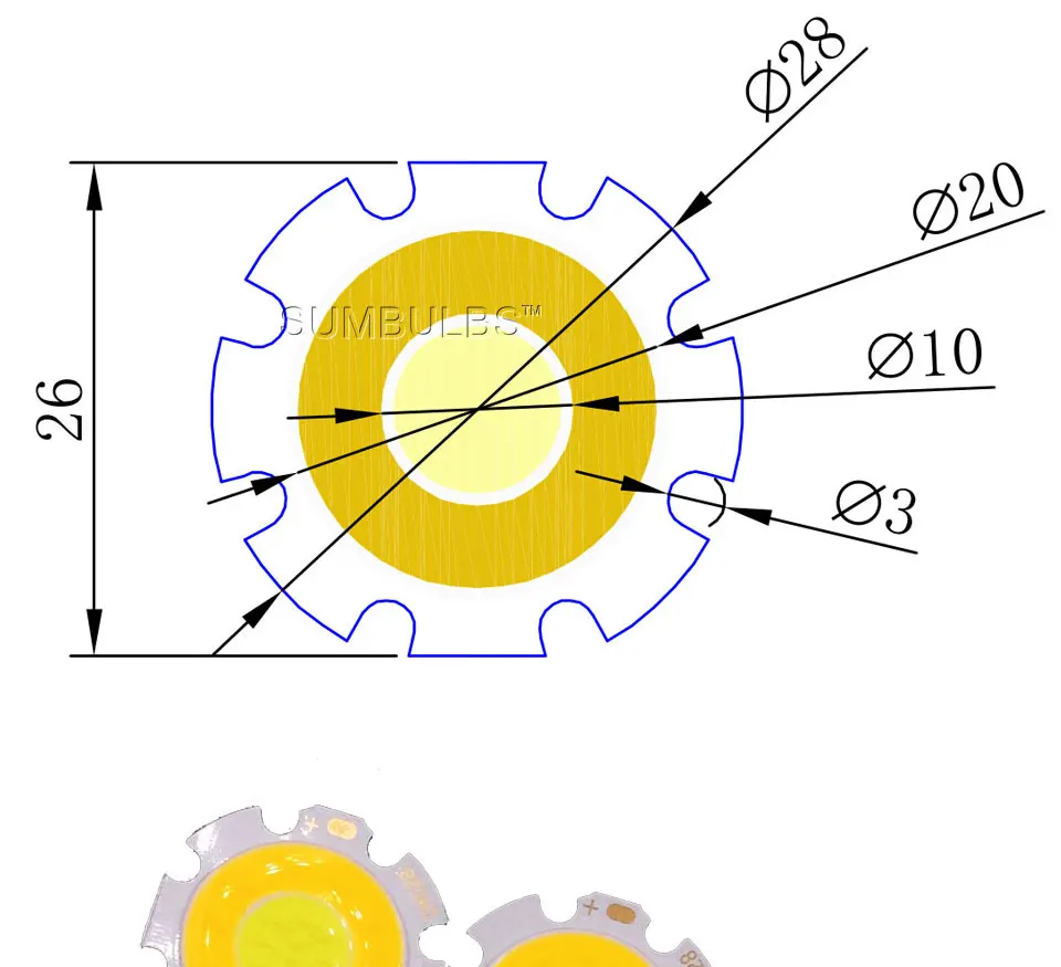 28mm double color COB led light round cob 3W 5W 7W (1)