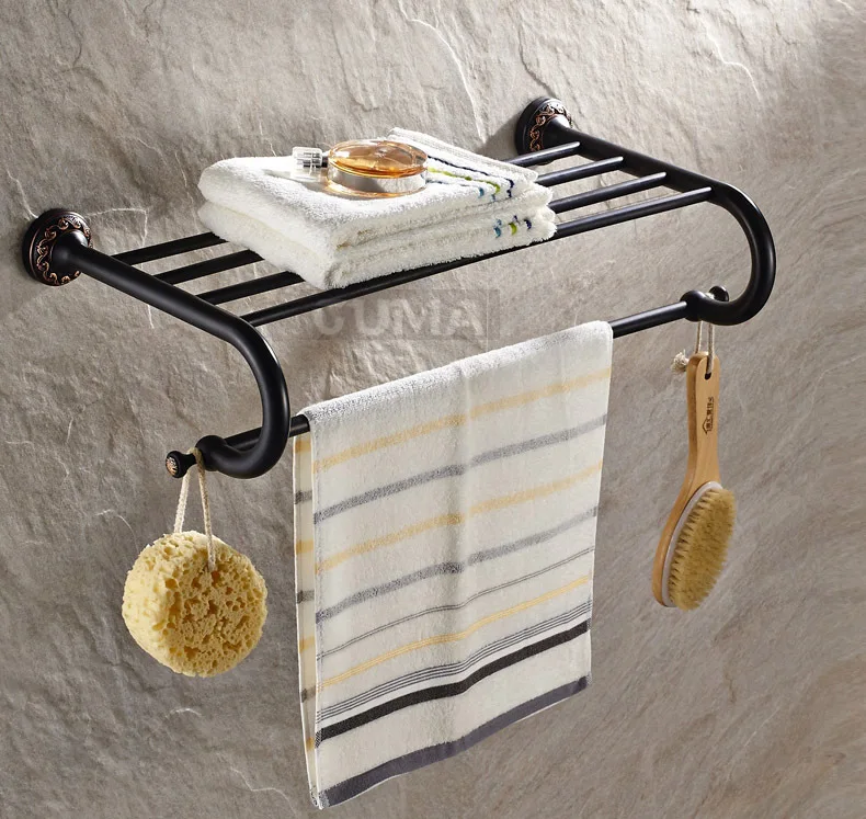 Hot Art Carved Wall Mount Bathroom Towel Shelf Holder Oil Art Carved Wall Mount Bathroom Towel Shelf Holder Oil Rubbed Bronze Rack