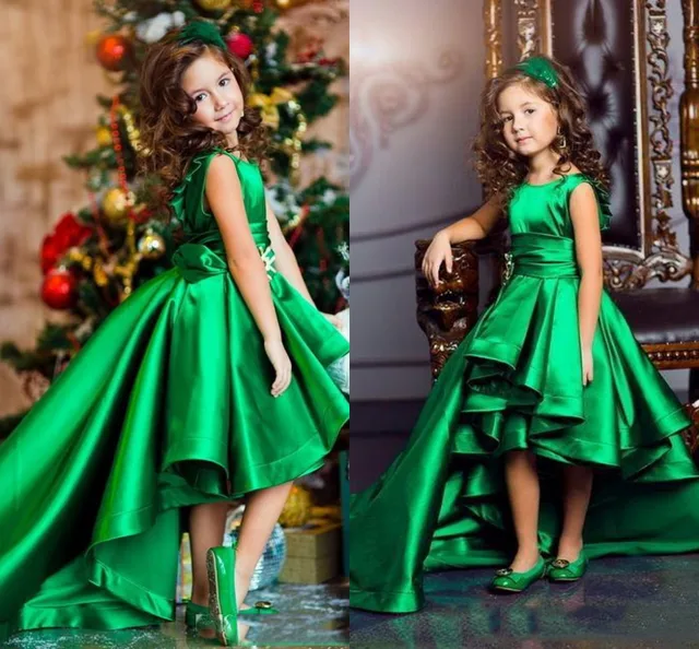 Emerald Green S Pageant Dresses High Low Tiered Princess Emerald Green S Pageant Dresses High Low Tiered Princess Flower For Weddings Lovely Kids