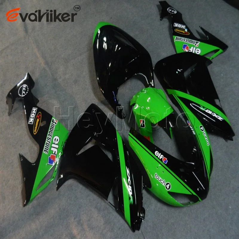 Капот мотоцикла на заказ для ZX-10R 2006-2007 ZX 10R 06-07 ABS пластиковый комплект мотоцикл обтекатель+ винты зеленый H2 - Цвет: H