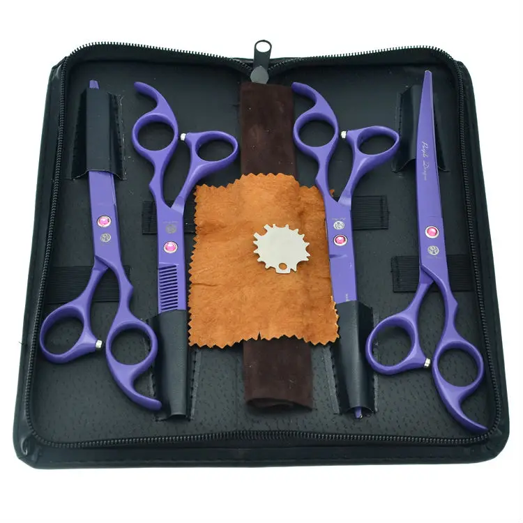 

7.0" Purple Pet Grooming Scissors Set Dog Cutting Scissors Thinning Shears Animals Hair Grooming Tool, LZS0373
