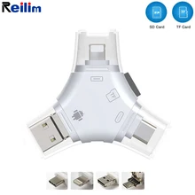 Многофункциональный ОТГ адаптер 4 в 1 микро Конвертер SD TF кард-ридер адаптер для iPhone iPad Mac Android