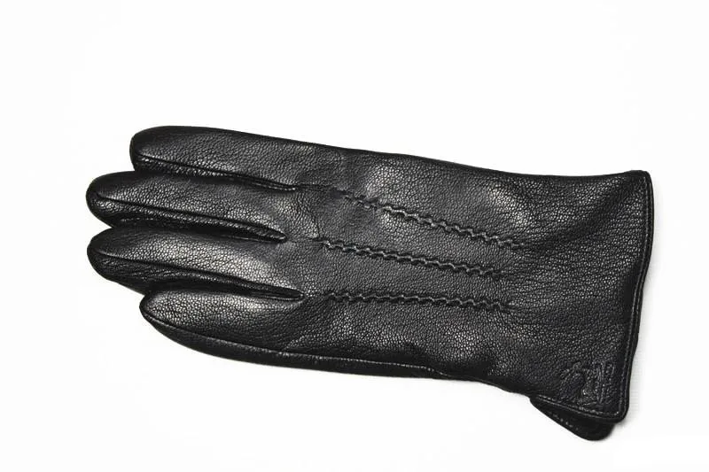 Guantes зимние перчатки мужские кожаные перчатки оленья утолщенная волна воды стиль поддельная подкладка осень и зима теплая