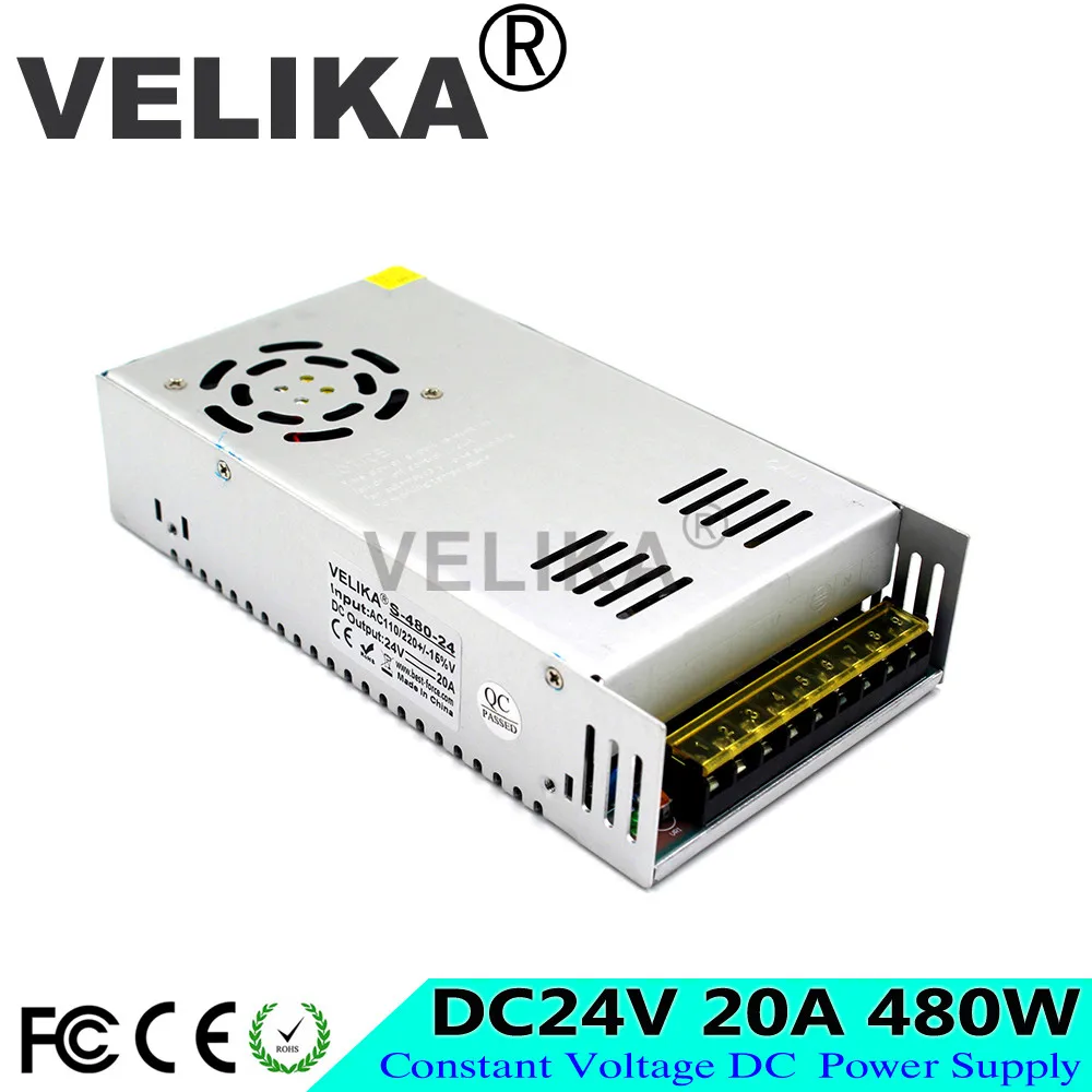 Переключение Питание DC 24 V 20A 480 W одиночный выход Индикатор Питание трансформатор 220 В 110 В переменного тока до DC24V импульсивный источник питания для cctv светодиодный свет