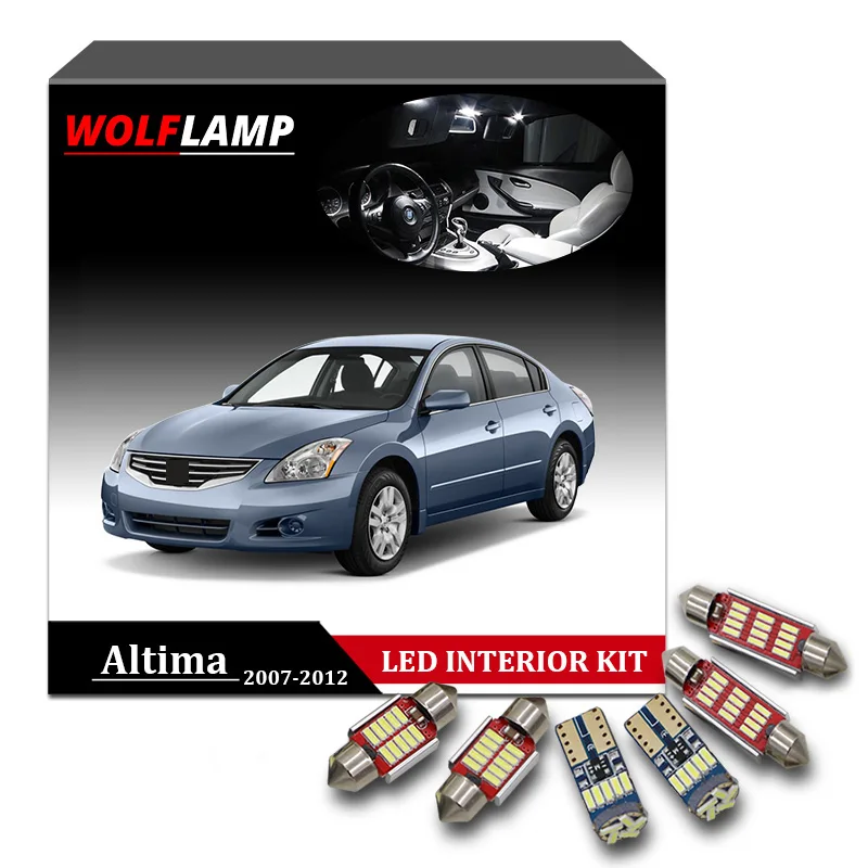 

Wolflamp 10Pcs Ice Blue White Canbus LED Interior Car Lights For 2007-2012 Nissan Altima Map Light Dome Lamp License Plate Bulb