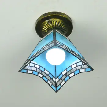 

Mediterranean Tiffany Baroque European retro ceiling lights bed room hallway home deco lamp Multicolour glass free shipping