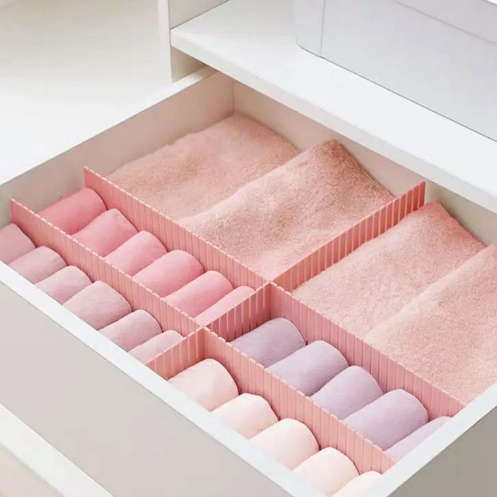4pcs Adjustable Plastic Drawer Divider Organizers Expandable