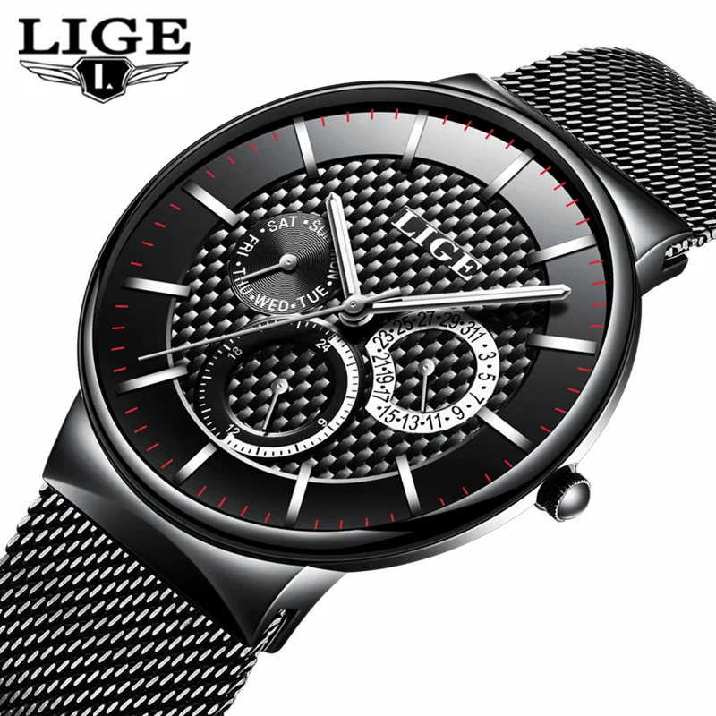 

LIGE Mens Watches Top Brand Luxury Quartz Business Watch Men Steel Strap Casual Date Waterproof Sports Watches Relogio Masculino