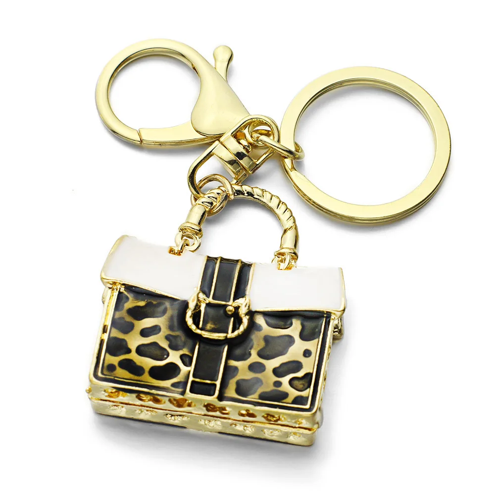 Leopard Handbag Key Chains Rings Holder Chaveiro Innovative Crystal Leopard Handbag Key Chains Rings Holder Chaveiro Innovative Crystal Rhinestone Bag Pendant For Car Keyrings Keychains K260 Whole Pendants Jewelry