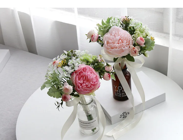 Wedding Bouquet for bridesmaids flowers artificial rose peony (19)