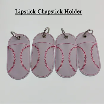 

Baseball Softball Leather Keychain - Lip Balm Holder