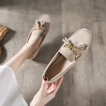 

2019 autumn new fashion simple solid color flat shoes women trend comfortable leather casual shoes