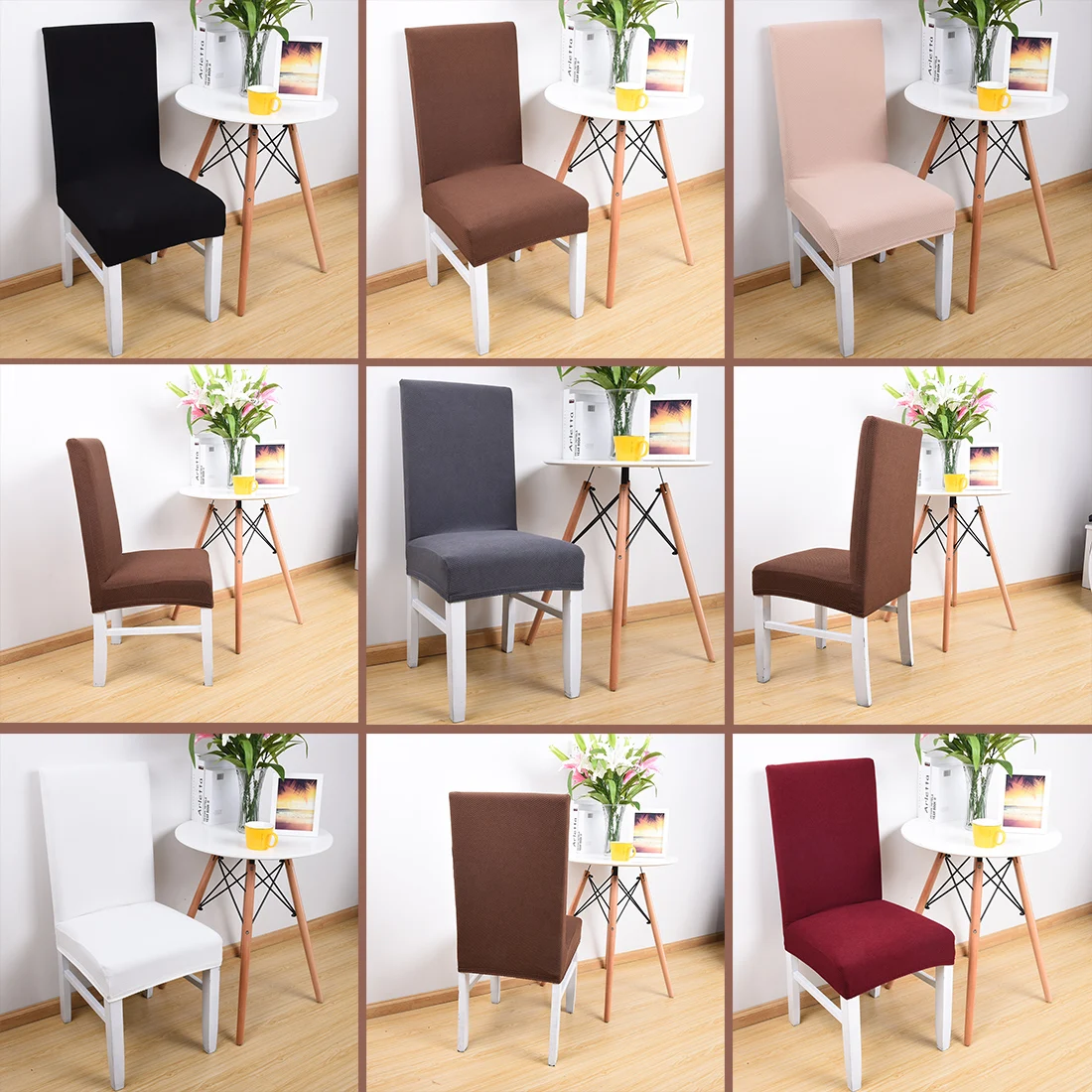 1pc Brief Elastic Thick knitted Fabric Seat Covers For Office Chairs