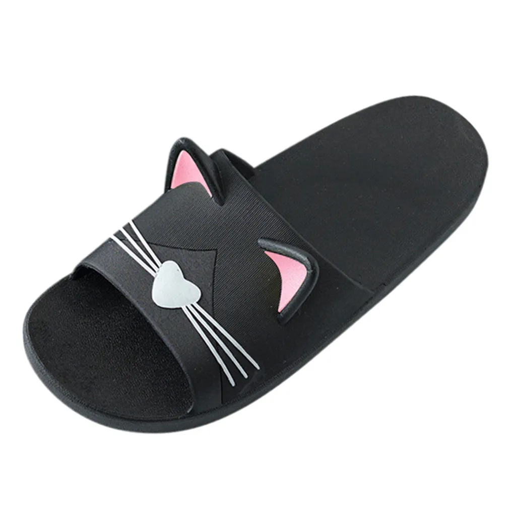 Woman white cats playing Slip on Beach Sandals and Anti-Slip Shower Slipper Comfort Sandals