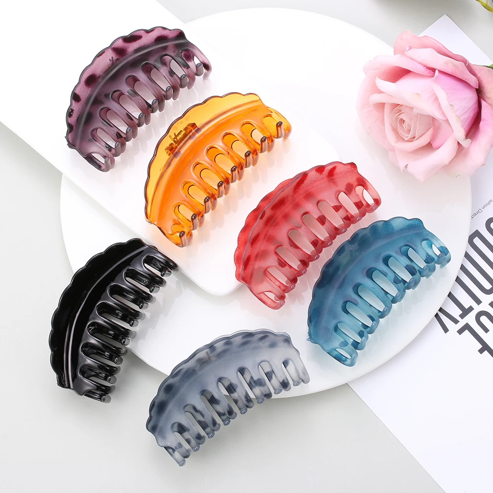 Hollow Out Hair Claw Clips Colorful Hairpin Women Scrub Black Plastic Carving Crab For Hair Large Size Hair Clamps New Fashion