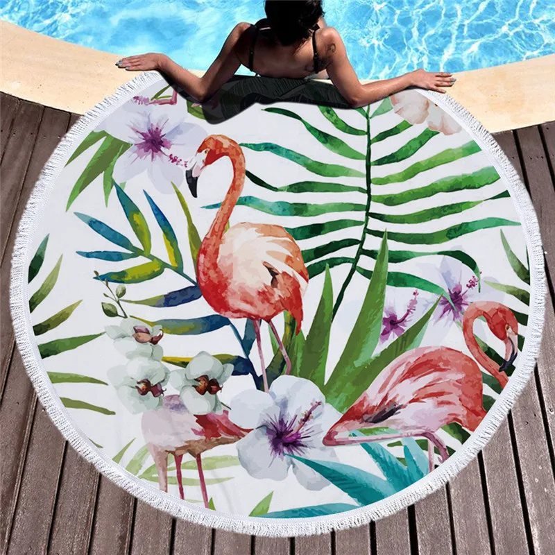 Фламинго 150 см Круглый Большое пляжное полотенце для животных кисточка гобелен домашний декоративный Летний Пляжный чехол солнцезащитный Коврик для йоги