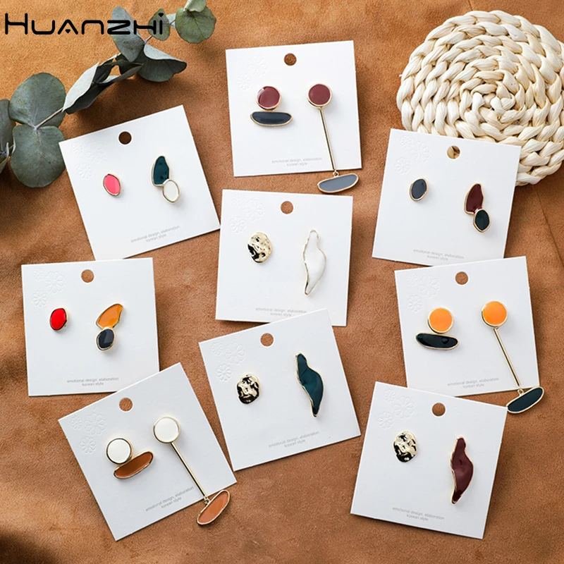 HUANZHI 2019 новые корейские яркие цветные глянцевые Асимметричные геометрические