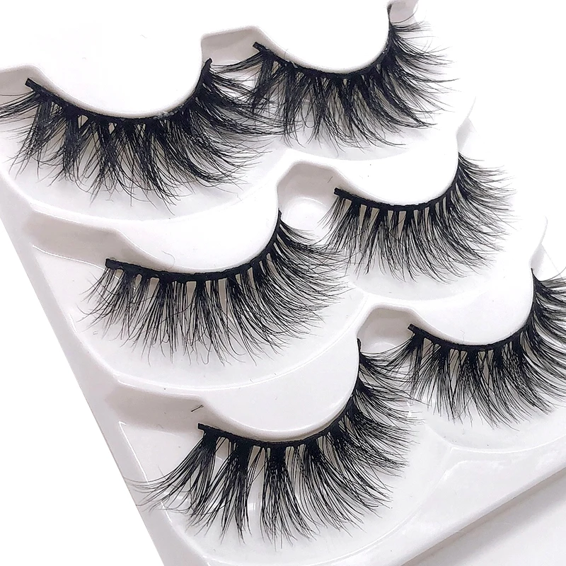 

3 Pairs Long Natural Wispy Eyelashes Faux False 3D Mink Lashes Siberian 3D Mink Eyelashes Makeup Tools