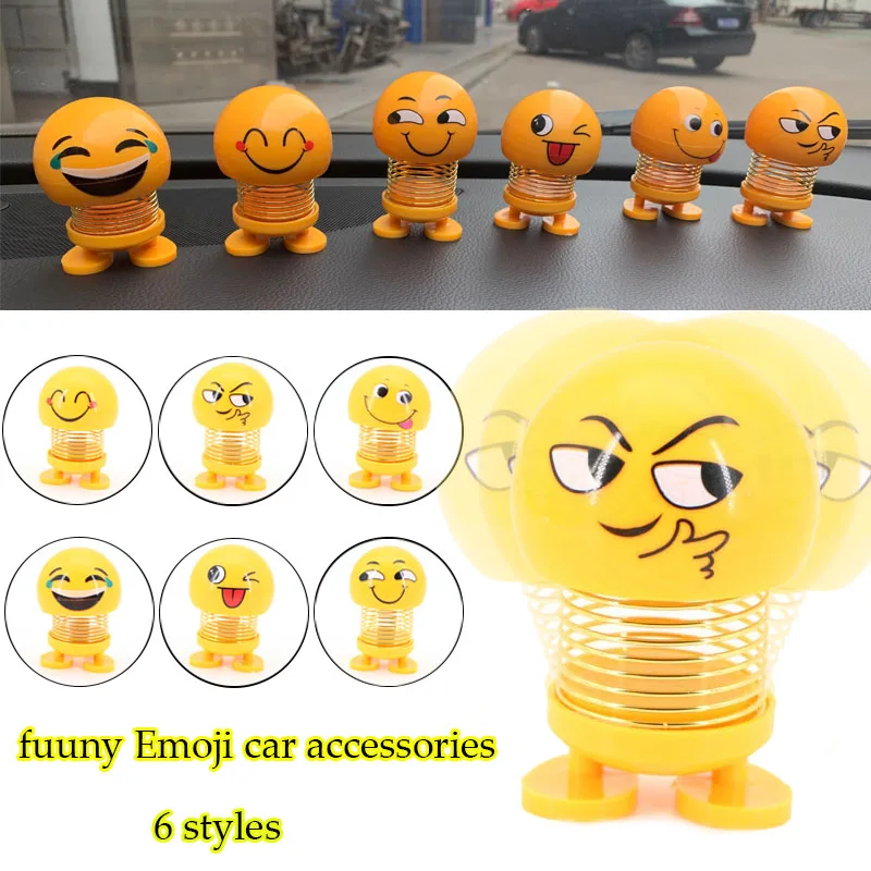 

CRAZY FLY Smile Doll Toys Cartoon Plastic Funny Emoji Shaking Head Dolls Car Ornaments Accessorie For Friend Gift