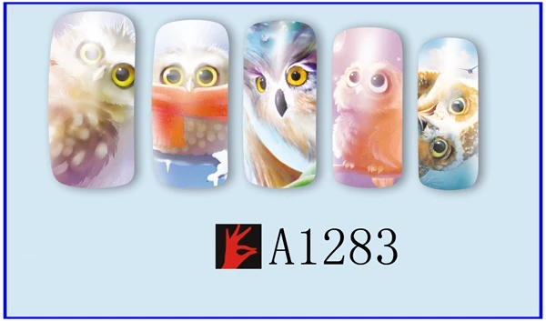 UPRETTEGO 12 упаковок/lot дизайн ногтей Красота воды Наклейка ползунок ногтей симпатичная одежда для маленьких собак, кота, совы; в виде животных и птиц, A1273-1284