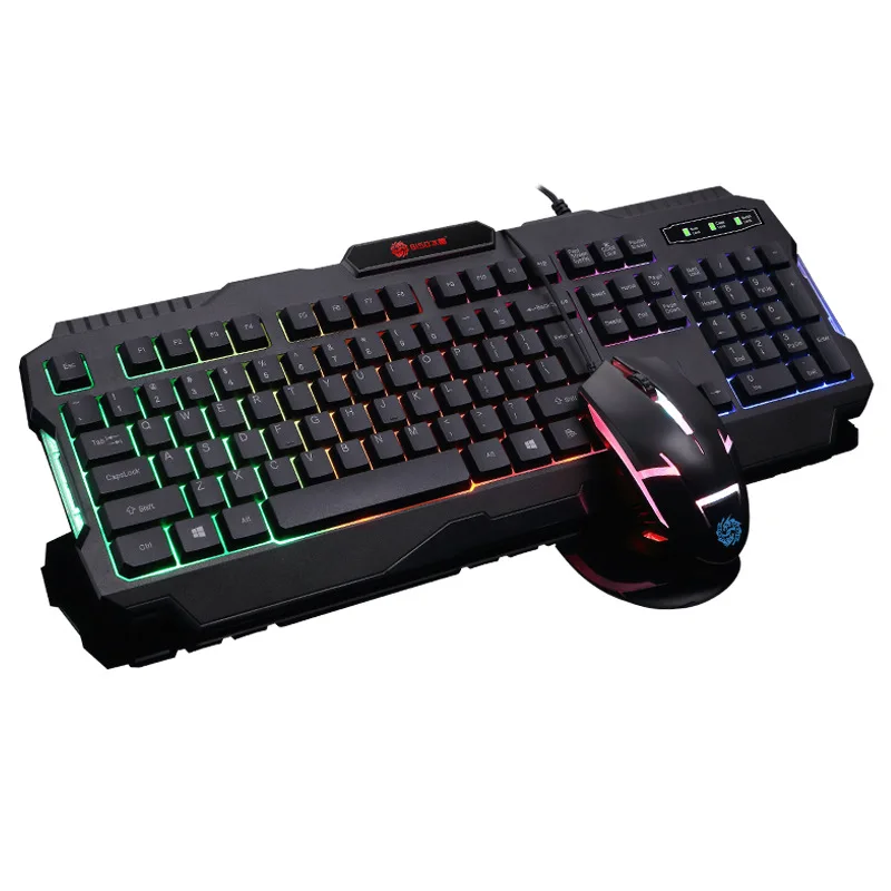 V12 USB Colourful Backlit Wired Keyboard and Mouse Combo