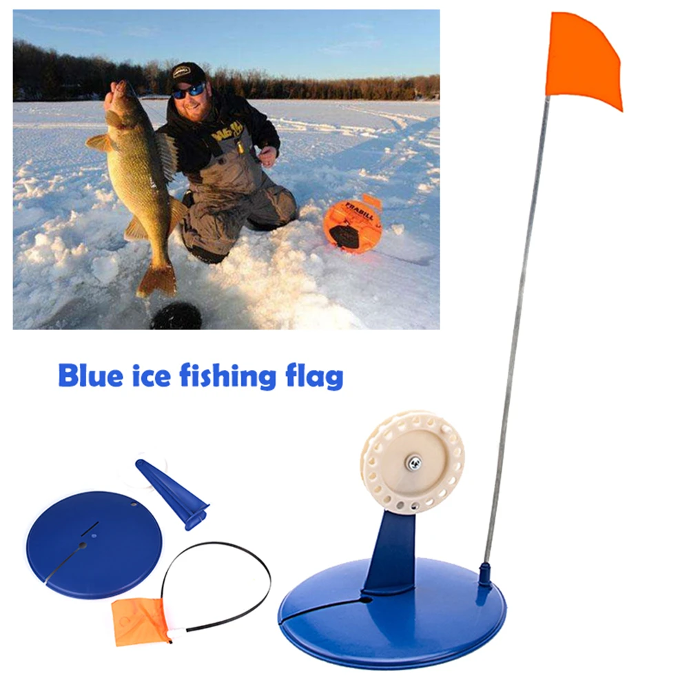 

Winter Ice Fishing Flag Marker Fishing Rod Tip-Up Compact Metal Pole Blue Flag Inflatable Boat Canoe Fishing Boat Accessories