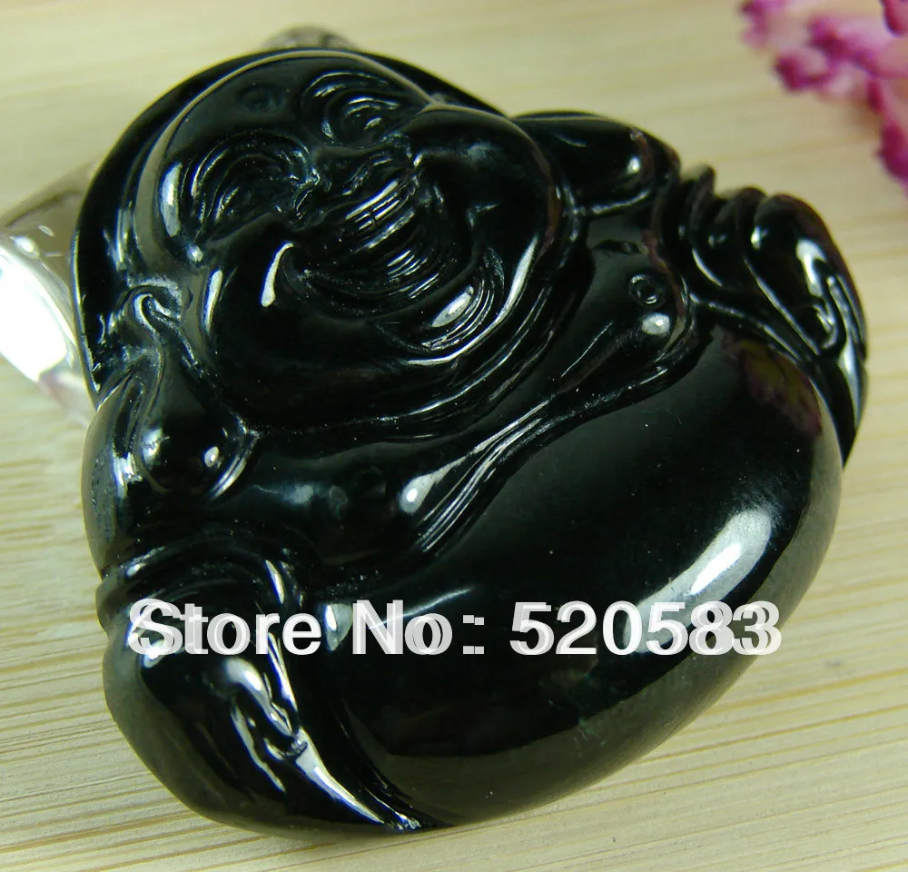 

Black Jade Pendant Buddha God Chinese Natural Grade 100% A Jade Jadeite
