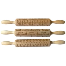 35 см Рождественская тисненая Скалка Выгравированная Скалка деревянная рельефная Скалка Kicthen инструмент