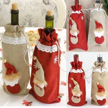 Горячая Новинка Крышка для бутылки с красным вином сумки Снеговик Санта Клаус рождественские украшения блестки домашнее рождественское украшение для стола