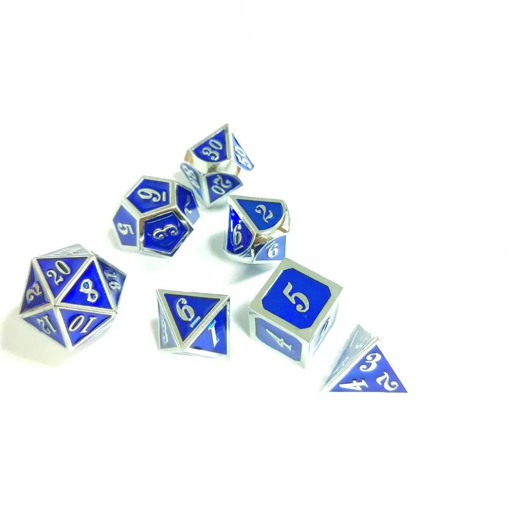 New font  Dungeons & Dragons 7pcs/set Creative RPG Dice D&D Metal Dice DND Enamel Chromium Carving Numbers copper color