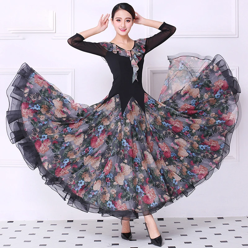 

Customized High quality ballroom dance dress long modern Waltz Tango ballroom costumes women evening party dress