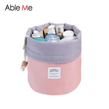 2017 New Barrel Shaped Storage Bag Travel Cosmetic Bag Large Capacity Drawstring Organizer Wash Bags Women Makeup Cosmetic Bags