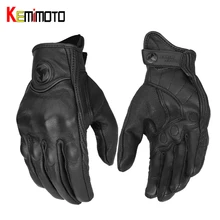KEMiMOTO Real Leather Motorcycle Gloves Touch Screen Summer Men Cycling Moto Guantes Motorbike Protective Gears Motocross Glove rockbiker guantes moto motorcycle glove leather real full finger black moto men gloves protective gears cycling motocross glove