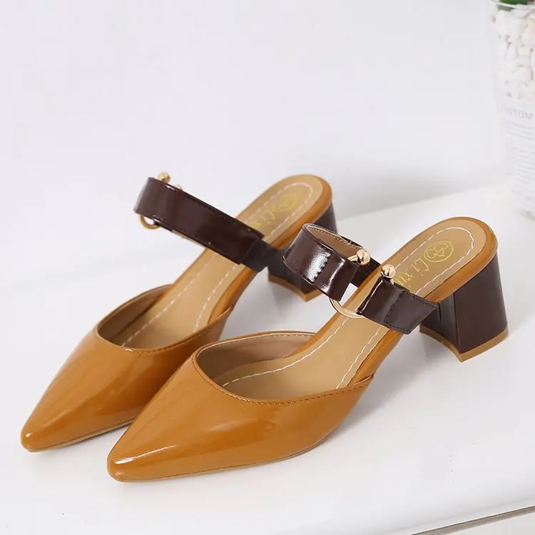 spring summer sandals Square heel casual shoes women shoes single shoes pointed fashion thick with high heels female f088