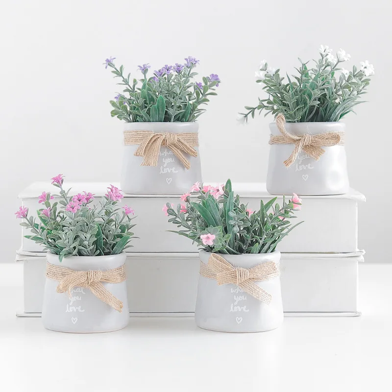 

INNO Artificial Plastic Bonsai Decorative Silk Plant with Ceramic Flower Pot Collection for Home Wedding Office Tabletop Decor